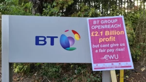 Photo of 40,000 BT staff on strike: ‘We won’t have bosses use Swiss banks as workers use food banks’