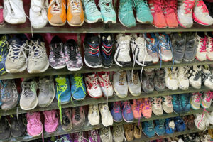 Photo of Dow said it would recycle running shoes. We found them for sale in Indonesia