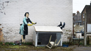 Photo of Banksy’s Valentine’s day mascara mural freezer removed by council