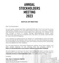Photo of Cebu Landmasters, Inc. to hold annual stockholders’ meeting on June 1