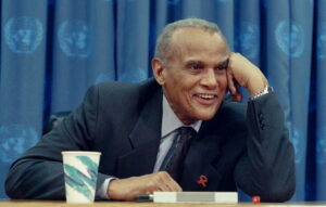 Photo of Harry Belafonte, who mixed music, acting, and activism, 96