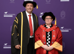 Photo of Diversity champion Steph Keeble receives honorary doctorate from Aston University
