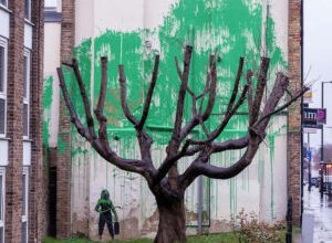 Photo of New Banksy mural depicting tree foliage appears in north London