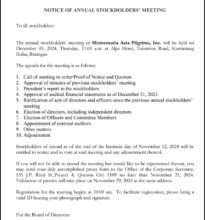 Photo of Montemaria Asia Pilgrims, Inc. to hold Annual Stockholders’ Meeting on Dec. 5